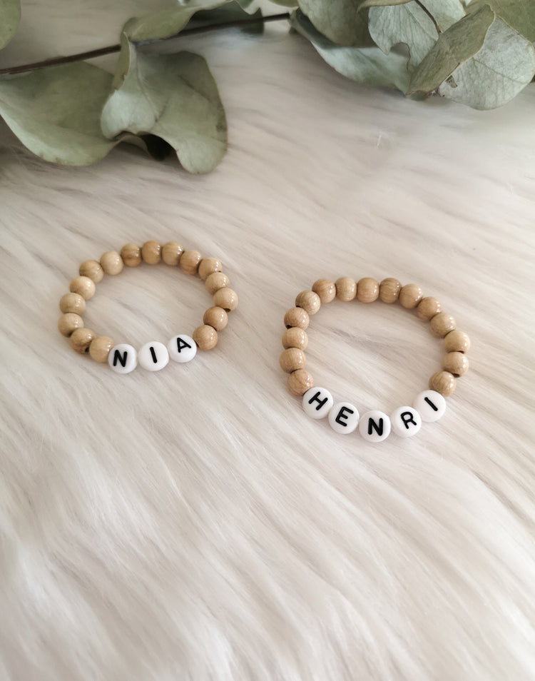 Babyarmband Geburt Holz Baby Boho Taufe Geburtsarmband Babyarmband Babyparty Geburtskettchen Namensarmband Mädchen Junge Patentante Name