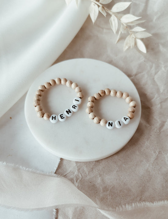 Babyarmband Geburt Holz Baby Boho Taufe Geburtsarmband Babyarmband Babyparty Geburtskettchen Namensarmband Mädchen Junge Patentante Name