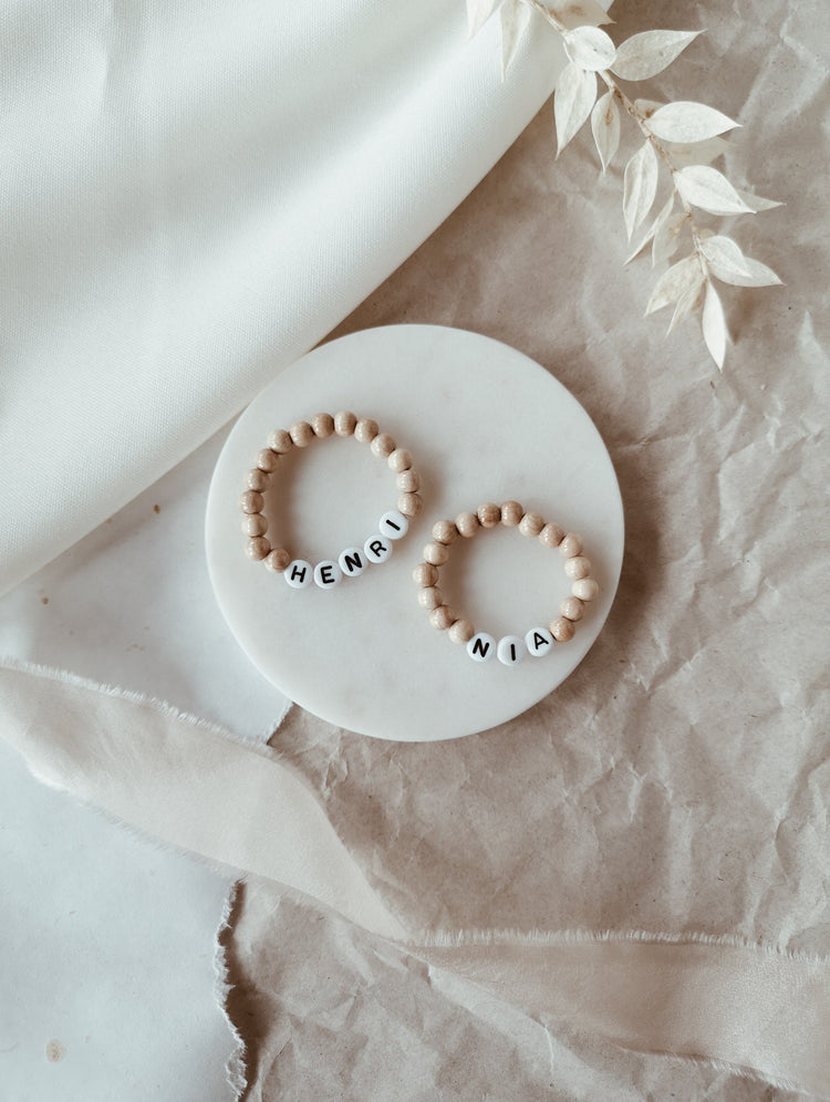Babyarmband Geburt Holz Baby Boho Taufe Geburtsarmband Babyarmband Babyparty Geburtskettchen Namensarmband Mädchen Junge Patentante Name